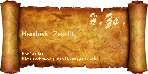 Hambek Zsolt névjegykártya